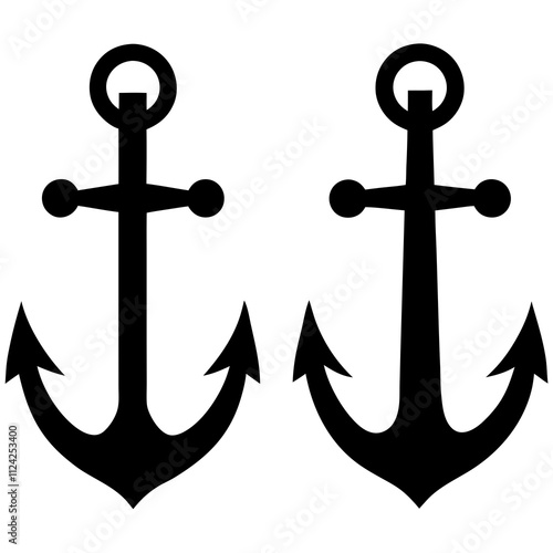 Ship anchor vector collection art design. Anchor set icon silhouette art, Ship Elements illustration