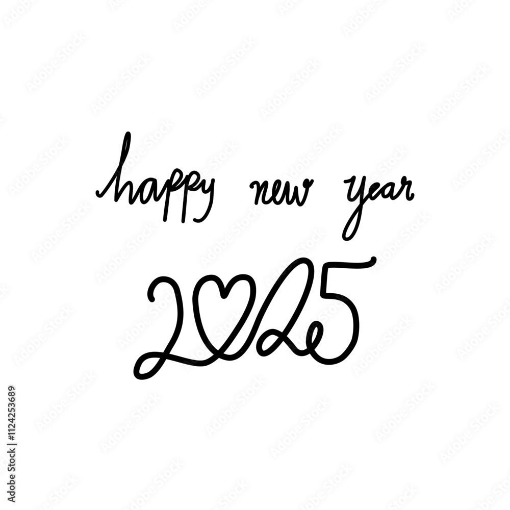 Line icon happy new year 2025. Line icon happy new year 2025.