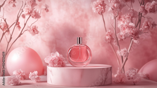 podium mockup in backdrop for perfume