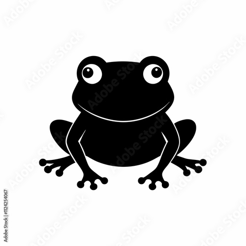 Creative frog animal black & white vector art. Frog icon silhouette art, Animal Elements illustration photo