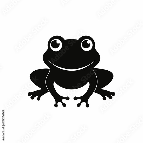 Creative frog animal black & white vector art. Frog icon silhouette art, Animal Elements illustration