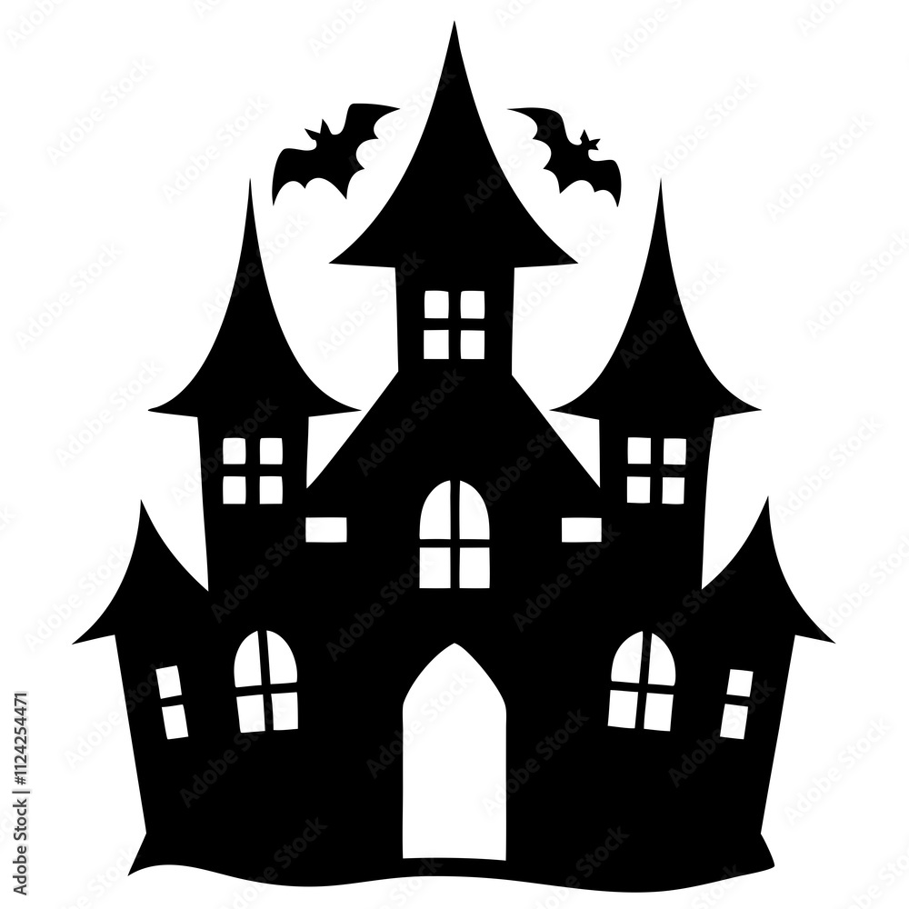 Creative haunted house vector art. Halloween scary house icon silhouette art, Holiday Elements illustration Creative haunted house vector art. Halloween scary house icon silhouette art, Holiday Elements illustration