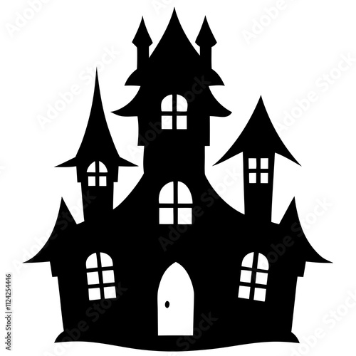 Wallpaper Mural Creative haunted house black & white vector art. Halloween scary house icon silhouette art, Holiday Elements illustration Torontodigital.ca