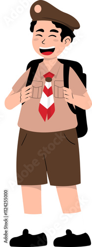 Kids Wearing Scout Uniform Vector Illustration