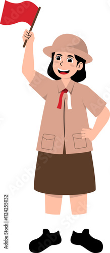 Kids Wearing Scout Uniform Vector Illustration