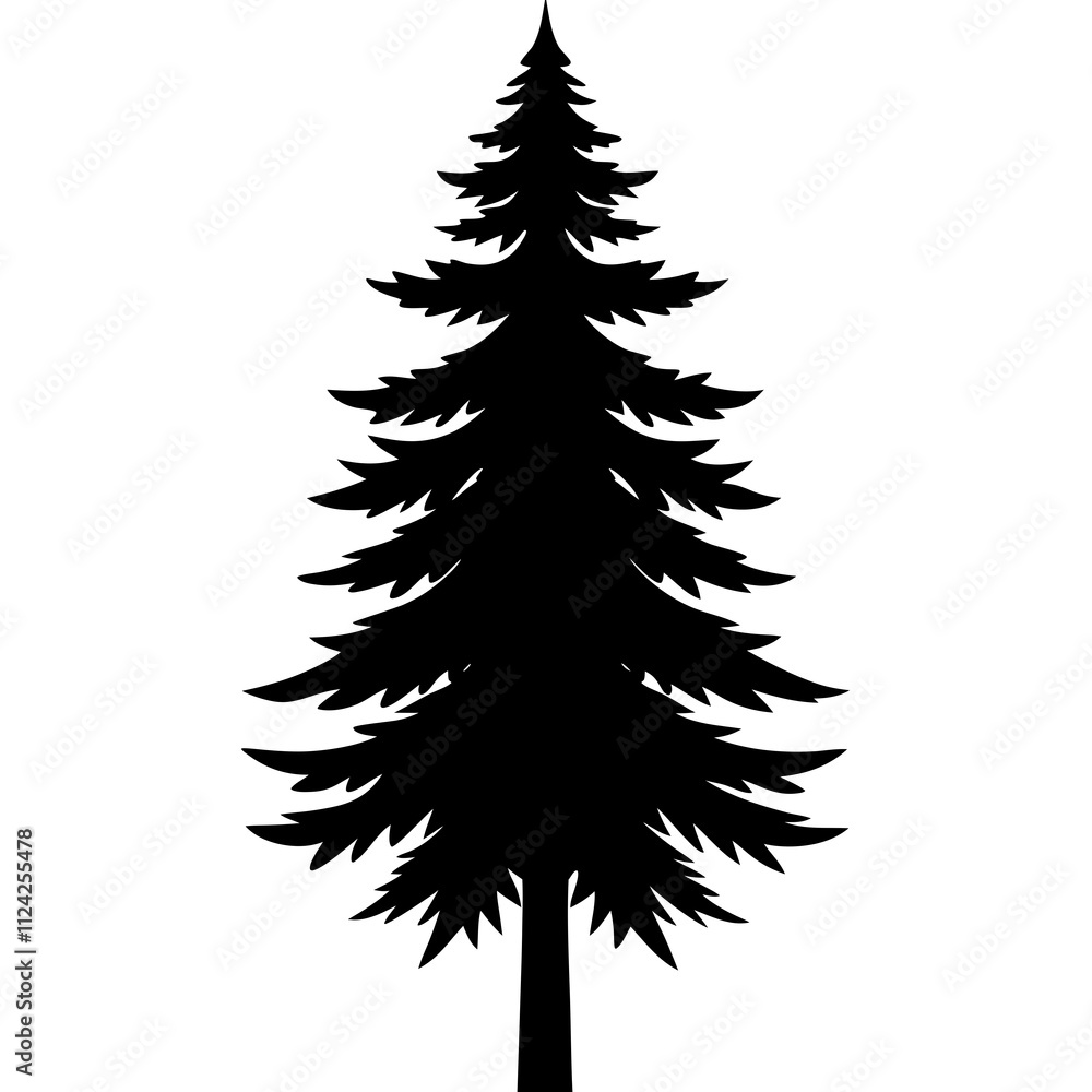 Obraz premium Abstract Christmas pine tree vector art design. Christmas tree silhouette art, Holiday Elements illustration