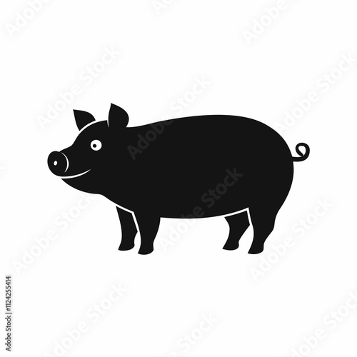 Pig animal vector art design. Pig silhouette art, Animal Elements illustration