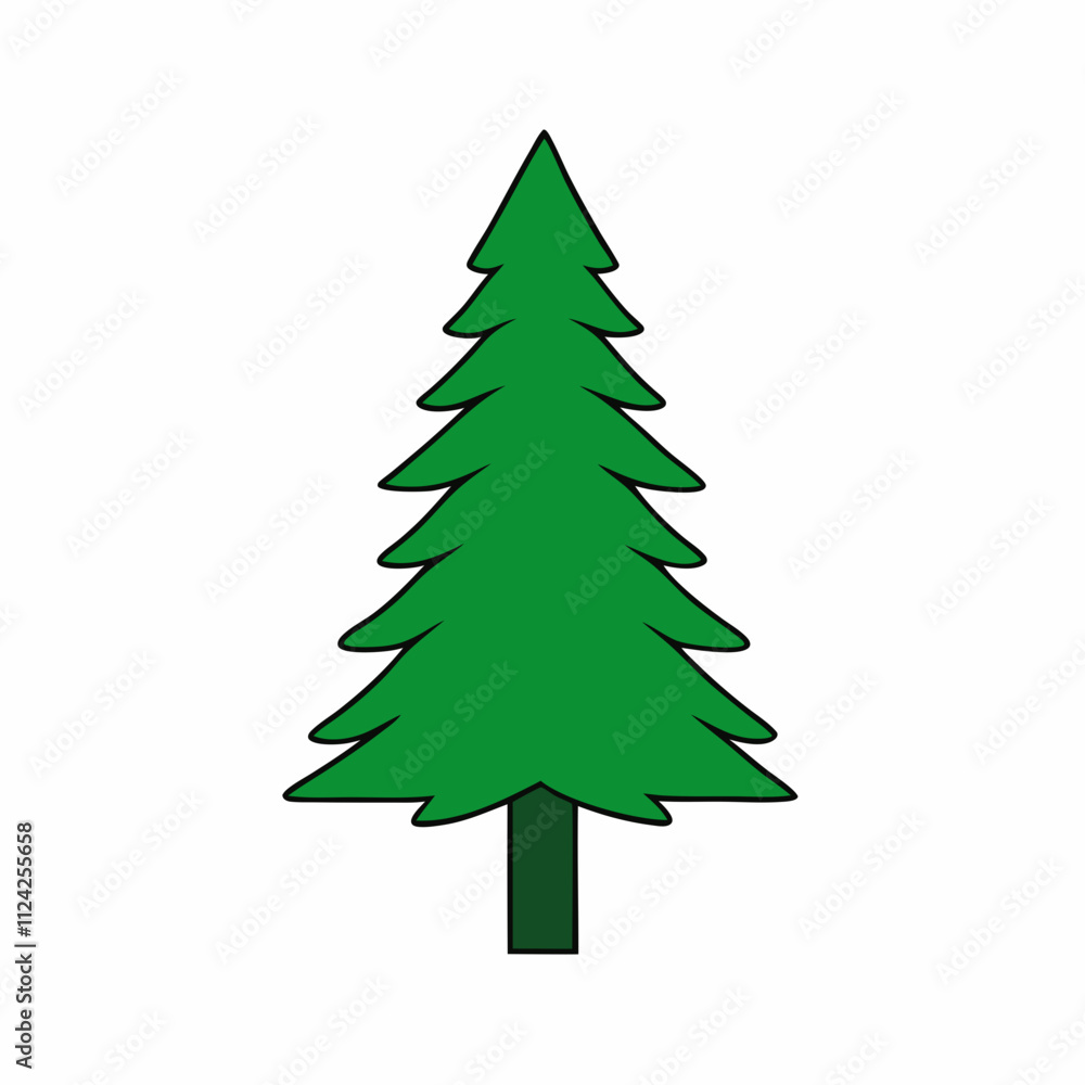 Obraz premium Colorful festive tree vector art design. Christmas tree green shapes silhouette art, Holiday Elements illustration