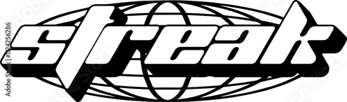 design sticker Y2K style For clothing apparel streetwear logo and streetart 2000s, 90s, 80s