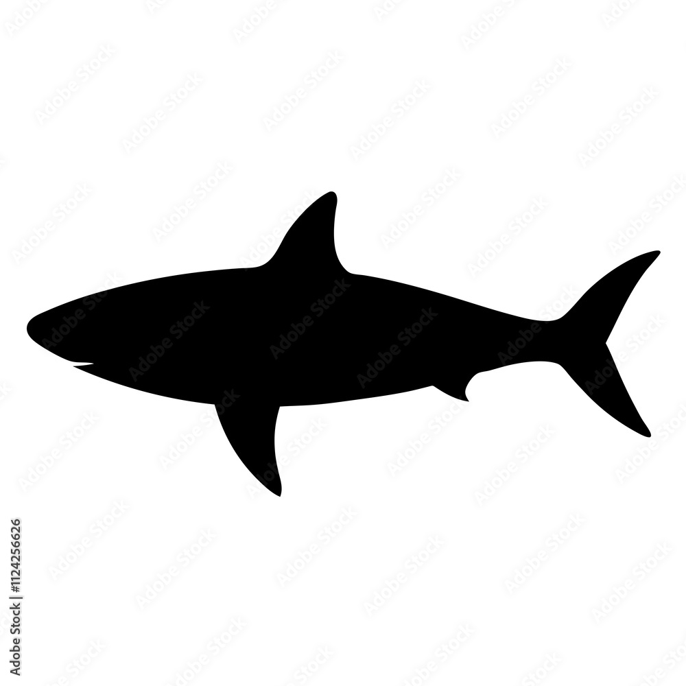 Fototapeta premium Shark animal black and white. Shark Silhouette, Animal Shark elements illustration