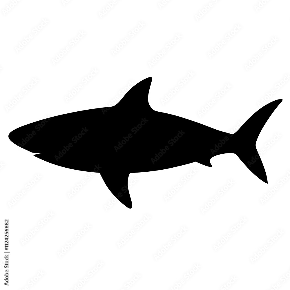 Obraz premium Shark animal black and white. Shark Silhouette, Animal Shark elements illustration