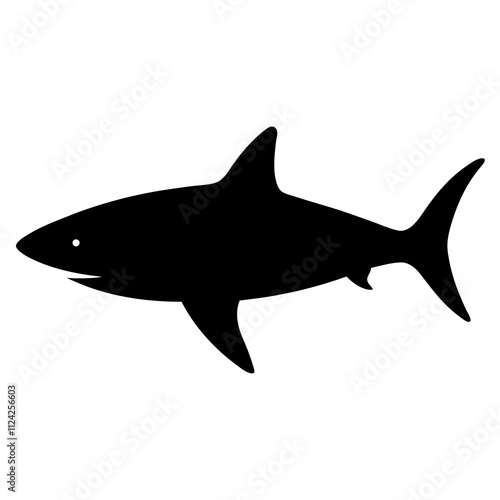 Shark animal vector black and white. Shark Silhouette, Animal Shark elements illustration