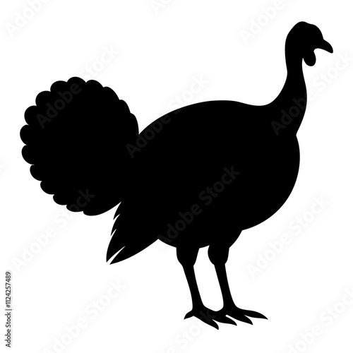 Turkey animal black & white. Creative symbol design silhouette, Holiday animal elements illustration