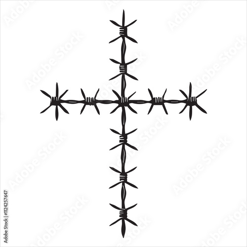 Barbed Wire cross Clipart vector illustration