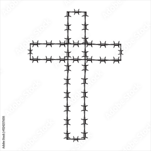 Barbed Wire cross Clipart vector illustration