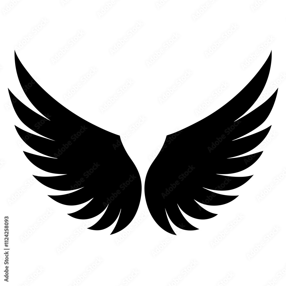 Fototapeta premium Animal wings badge black and white. Wings symbol silhouette, Racing elements illustration