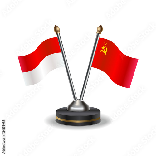 Indonesia and USSR table flags relation with background transparent