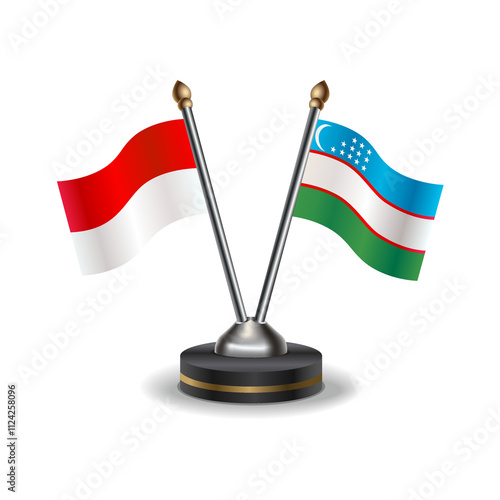 Indonesia and Uzbekistan table flags relation with background transparent