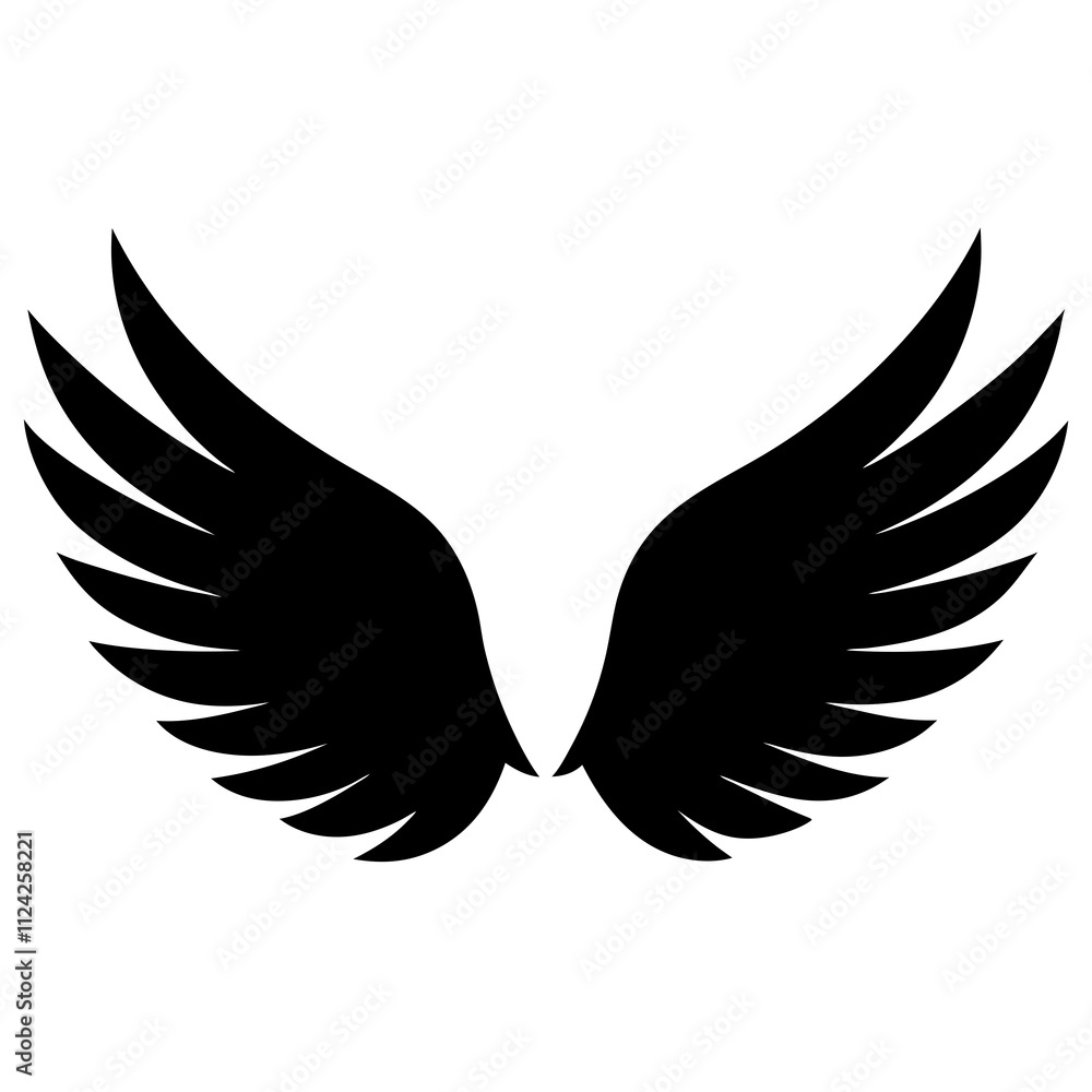 Obraz premium Animal wings black and white. Wings Silhouette, Racing elements illustration