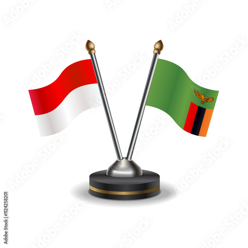 Indonesia and  Zambia table flags relation with background transparent