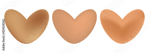 Set of mocha mousse color hearts. Heart frames warm nude color