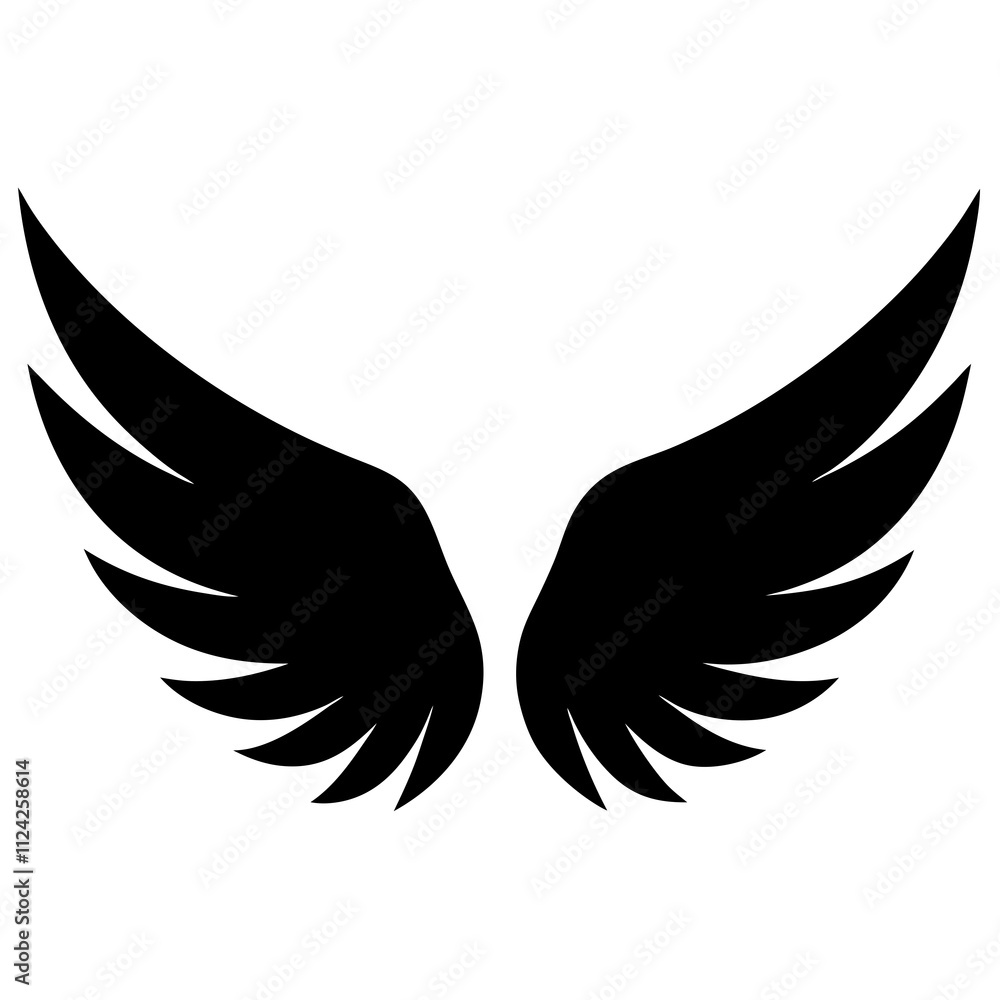 Fototapeta premium Animal wings black and white. Wings Silhouette, Racing elements illustration