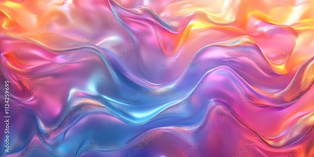 Fototapeta premium Abstract iridescent wavy texture background.