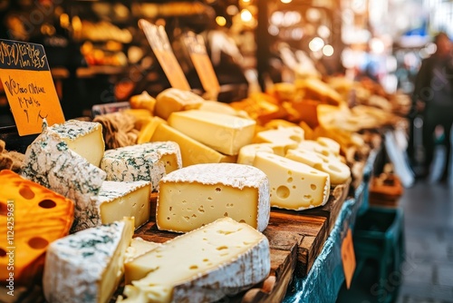 Fototapeta Naklejka Na Ścianę i Meble -  Farmers market cheese from the Netherlands Culinary backdrop