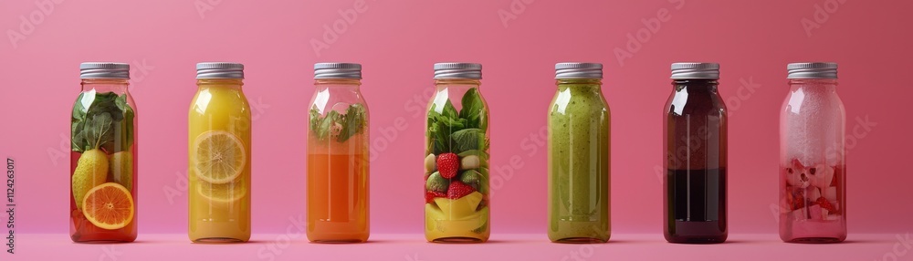 A vibrant juice cleanse kit featuring colorful bottles and fresh produce. A vibrant juice cleanse kit featuring colorful bottles and fresh produce.