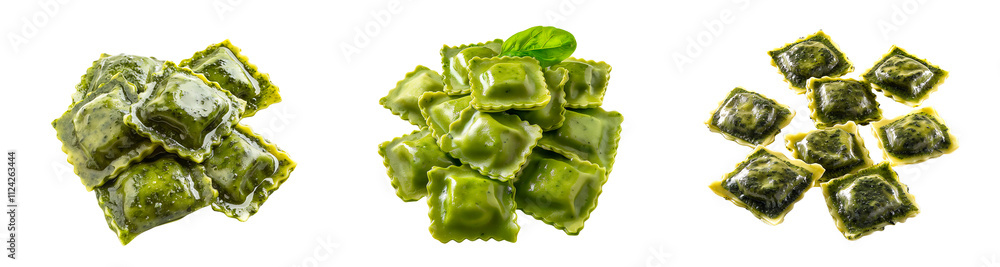 Set of Spinach Ravioli isolated on a transparent background. Set of Spinach Ravioli isolated on a transparent background.