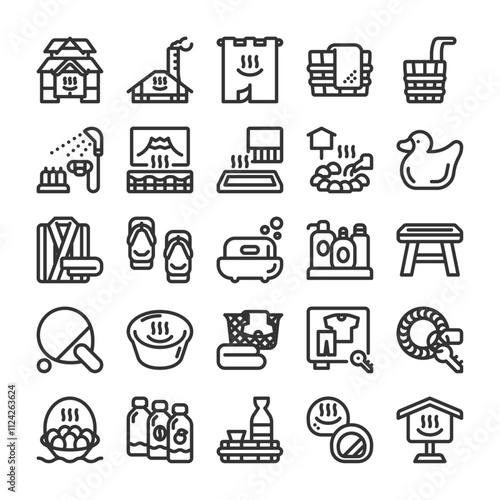 温泉旅行・施設・用品のアイコンセット