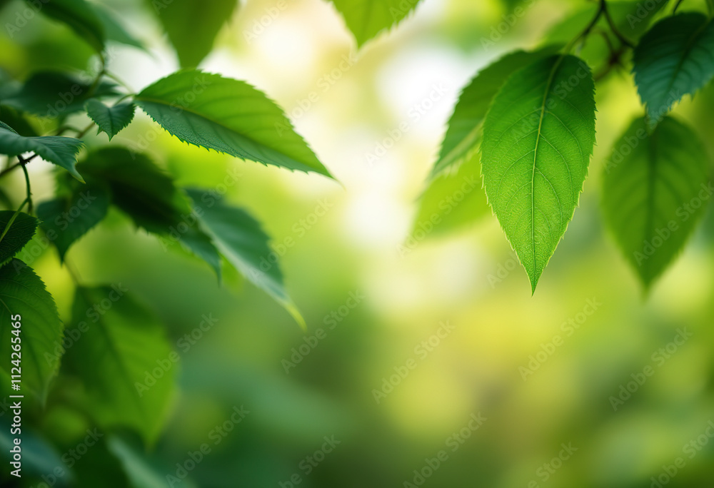 Green leaves with a blurred background, showcasing the vibrant and lush foliage Green leaves with a blurred background, showcasing the vibrant and lush foliage