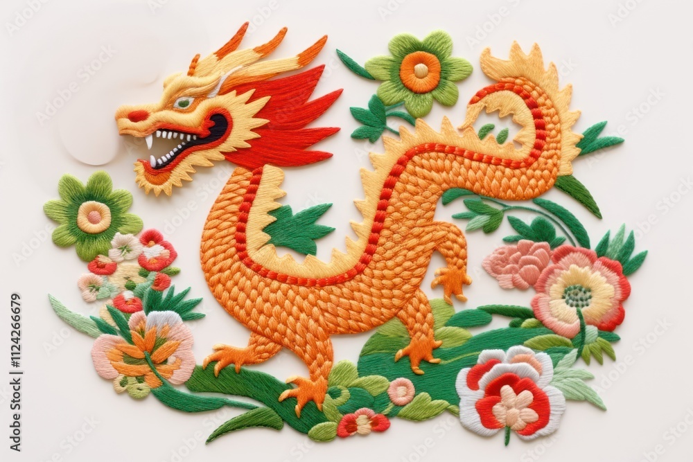 Dragon embroidery pattern chinese new year. Dragon embroidery pattern chinese new year.