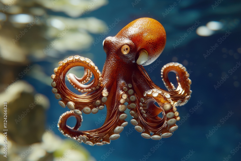 Obraz premium Mechanical octopus installation art gallery digital sculpture urban environment close-up view innovation concept