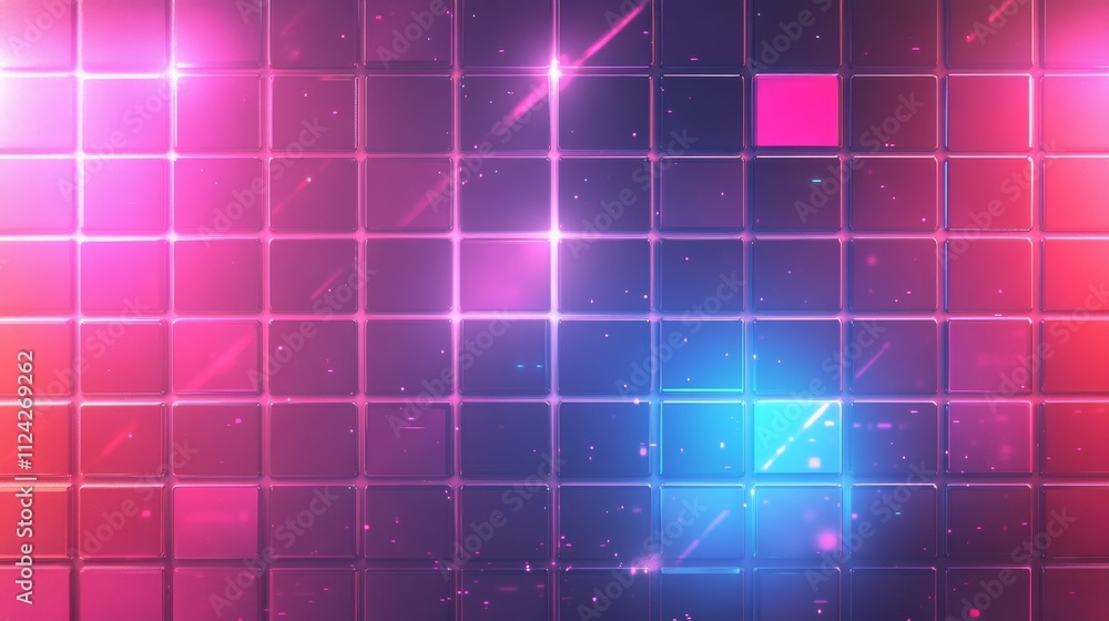 Neon squares glow brightly background digital art illustration Neon squares glow brightly background digital art illustration