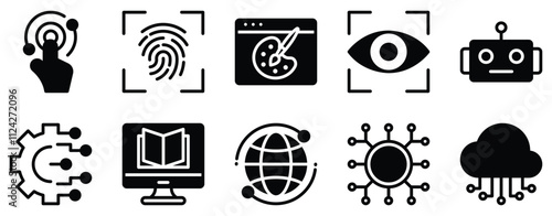 Digitalization Icon Set Modern Solid Style Collection for Technological Transformation