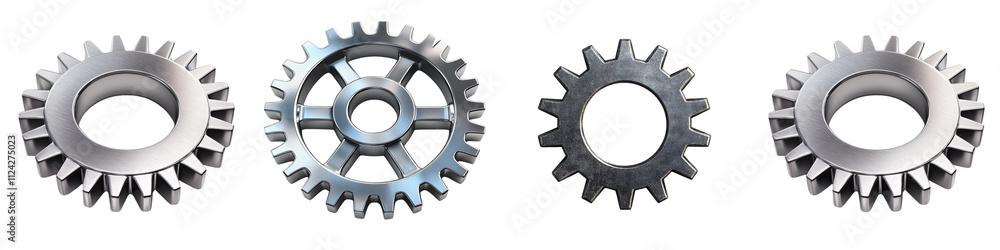 Set of A gear icon with sharp edges, made of metal material ,PNG format Background Set of A gear icon with sharp edges, made of metal material ,PNG format Background