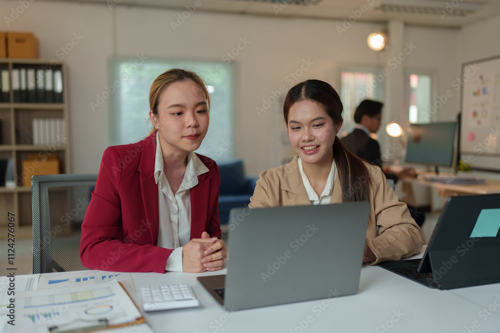 Team of business people working together in the office, analyzing, calculating and recording results. Financial budgets, investments, real estate project plans Business operations meeting concept. Team of business people working together in the office, analyzing, calculating and recording results. Financial budgets, investments, real estate project plans Business operations meeting concept.