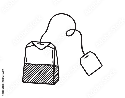 tea bag doodle hand drawn icon. Outline drawing tea bag line clipart symbol