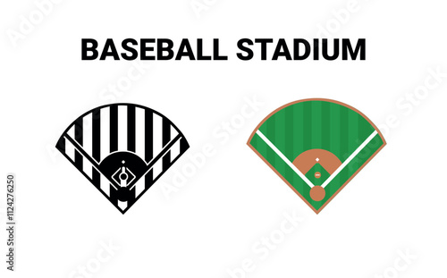 Baseball Field stadium background vector Clip Art Set, Professional Baseball Bat Sport Isolated Equipment Element, Baseball Exercise Champion Abstract Baseball Outline Icon Symbol Vector Silhouette