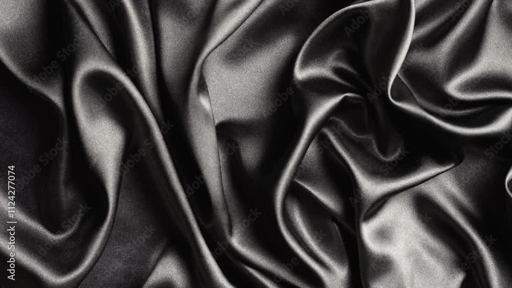 Black silk fabric draped in soft folds, close-up Black silk fabric draped in soft folds, close-up