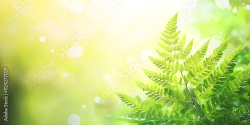 Fern Leaves Glowing in Sunlight with Bokeh Background photo