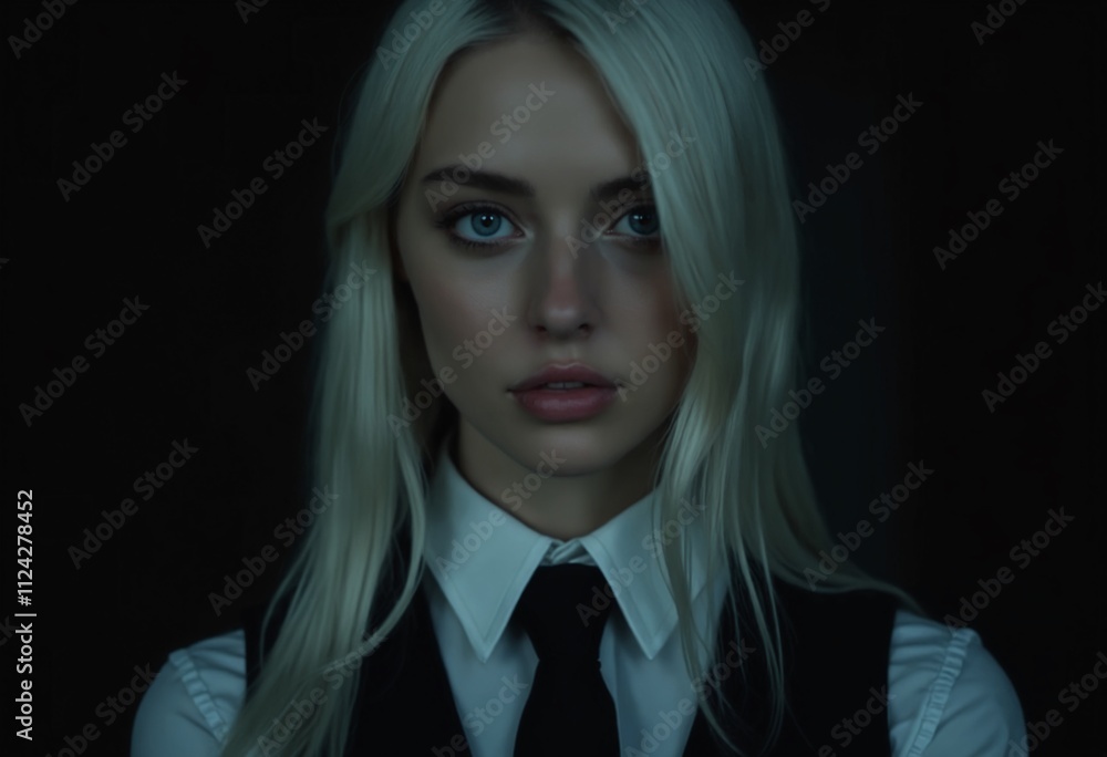 Moody portrait of a gorgeous teenage female with white hair Moody portrait of a gorgeous teenage female with white hair