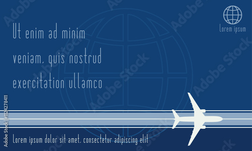 Simple background with airplane in paper cut style. Can be used for advertising banner, business card. Traveling the world, air travel, trip abroad on vacation, cruises and tours concept. Vector EPS8