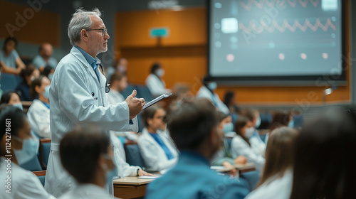 Doctor conference audience, Presentation education lecture in hospital, Group of doctor are meeting in hospital.