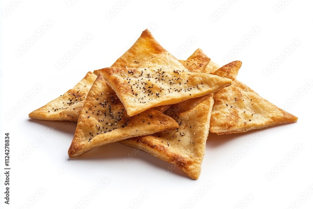 Platter of tasty crunchy pita chips on light backdrop Platter of tasty crunchy pita chips on light backdrop