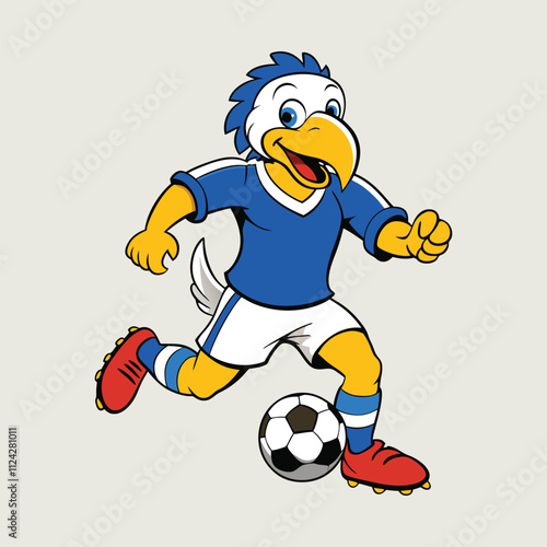 Eagle playing with soccer cartoon vector illustration
