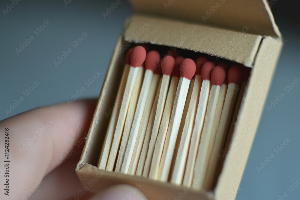 Opening a matchbook with neatly arranged matches indoor setting close-up shot minimalist concept for captivating visual appeal and perfect matches for seo impact Opening a matchbook with neatly arranged matches indoor setting close-up shot minimalist concept for captivating visual appeal and perfect matches for seo impact