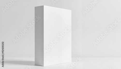 Minimalist blank white box against white background