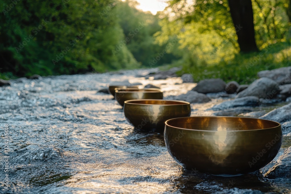 Singing bowls by the river Calm and reflect Singing bowls by the river Calm and reflect
